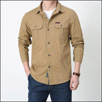 Men's Khaki Utility Two Pocket Long Sleeve Shirt