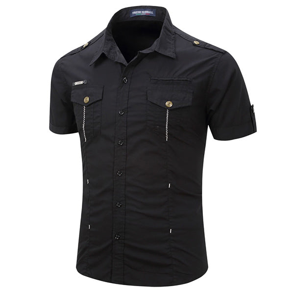 Black Short-Sleeve Military Shirt