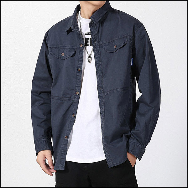 Men's Navy Twill Casual Overshirt