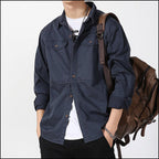 Men's Navy Twill Casual Overshirt