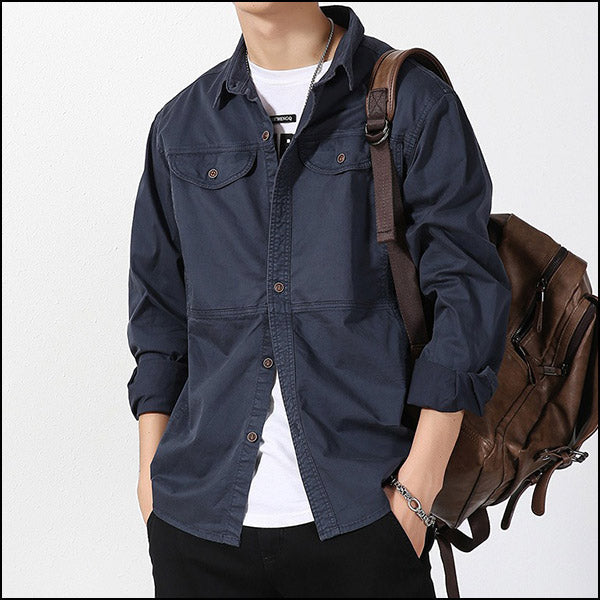 Men's Navy Twill Casual Overshirt