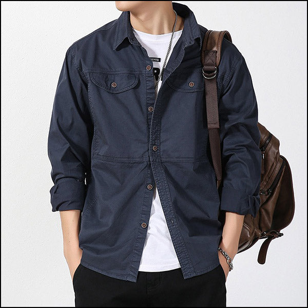 Men's Navy Twill Casual Overshirt