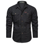 Men's Black Outdoor Multi-Pocket Long Sleeve Shirt