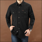 Men's Black Outdoor Multi-Pocket Long Sleeve Shirt