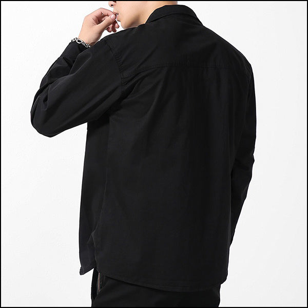 Men's Black Workwear Double Pocket Overshirt