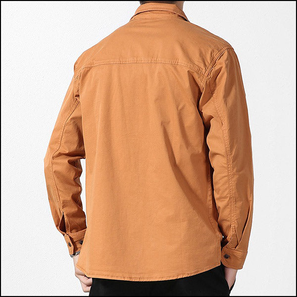 Men's Burnt Orange Utility Shirt with Zipper Pocket