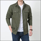Men's Olive Green Military Cargo Long Sleeve Shirt