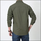 Men's Olive Green Military Cargo Long Sleeve Shirt