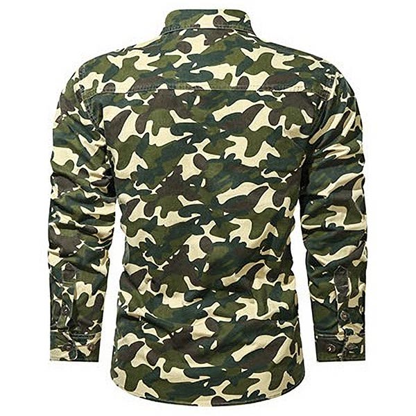 Men's Military Style Camouflage Shirt with Pockets