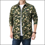 Men's Military Style Camouflage Shirt with Pockets