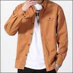 Men's Rust Cotton Workwear Button-Up Shirt