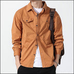 Men's Rust Cotton Workwear Button-Up Shirt
