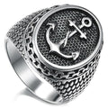Military Ring with Marine Anchor Chain