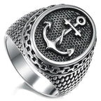 Military Ring with Marine Anchor Chain