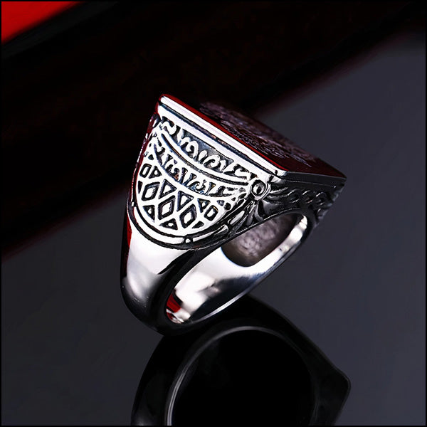 Men's Stainless Steel Russian Eagle Signet Ring