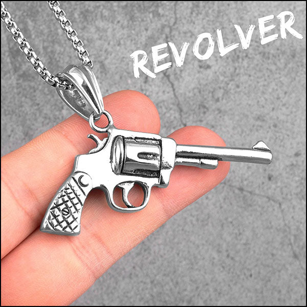 Necklace with revolver pendant