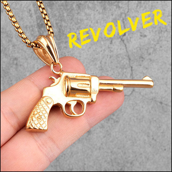 Necklace with revolver pendant