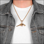 Edgy Revolver Gun Pendant Necklace, Black or Gold
