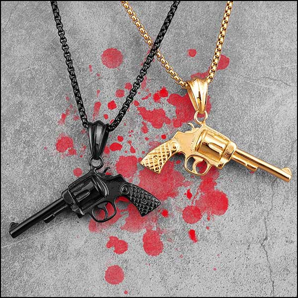 Military Revolver Cowboy Necklace