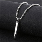 Stainless Steel Bullet Pendant Necklace with Box Chain