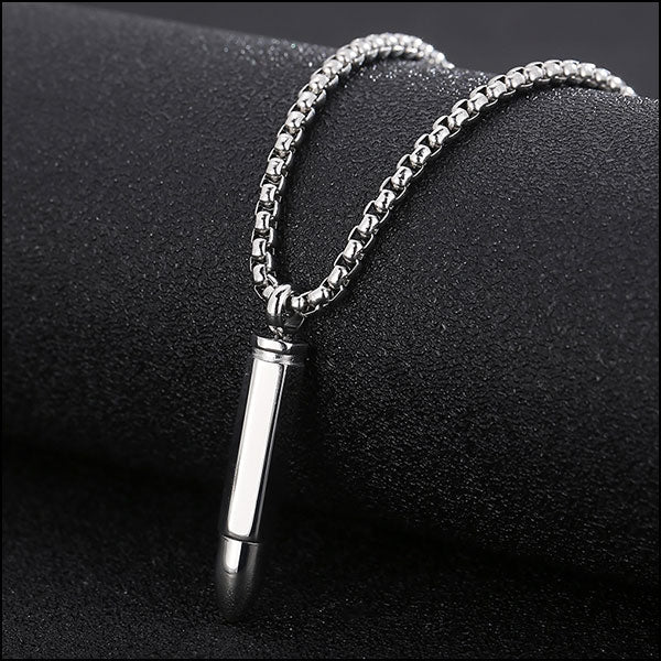 Stainless Steel Bullet Pendant Necklace with Box Chain
