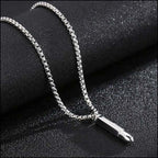 Stainless Steel Bullet Pendant Necklace with Box Chain