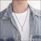 Stainless Steel Bullet Pendant Necklace with Box Chain