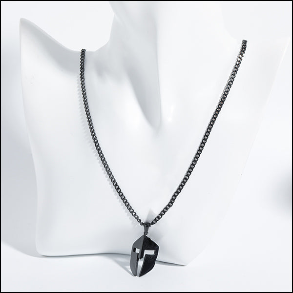 Men's Gunmetal Spartan Helmet Chain Necklace
