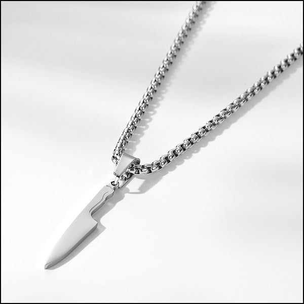 Silver-Tone Chef Knife Pendant Necklace
