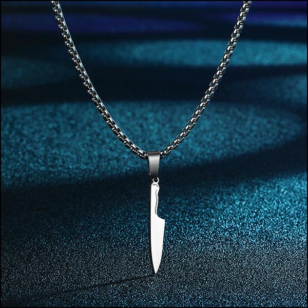 Silver-Tone Chef Knife Pendant Necklace