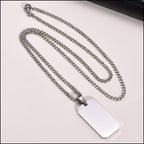 Men's Polished Stainless Steel Faceted Dog Tag