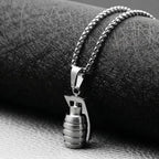 Men's Stainless Steel Grenade Pendant Necklace