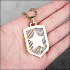 Gold-Tone Military Star Shield Pendant Necklace