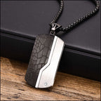 Men's Black Croc Texture Pendant Necklace