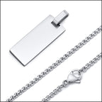 Men's Stainless Steel Rectangle Pendant with Box Chain