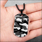 Black Stainless Steel Camo Dog Tag Necklace