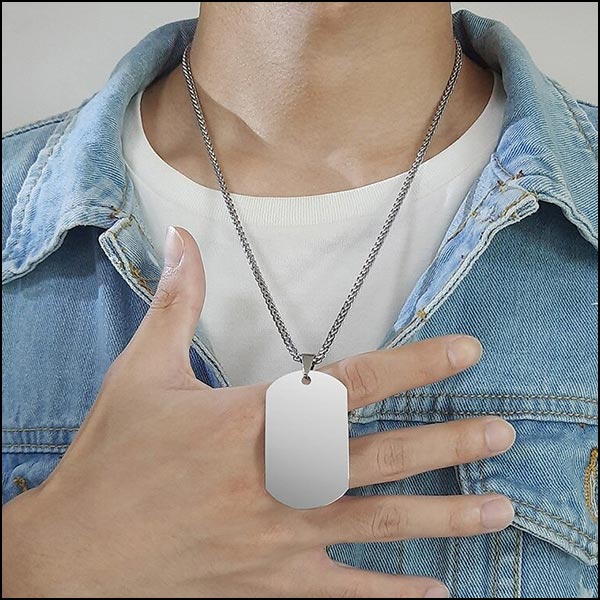 Customizable Dog Tag Necklace Set with Braided Chains