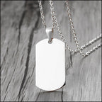 Polished Silver-Tone Dog Tag Necklace