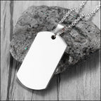 Polished Silver-Tone Dog Tag Necklace