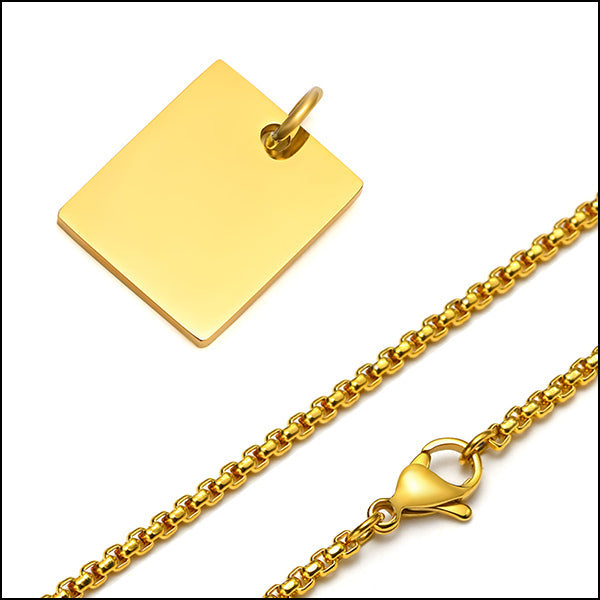 Gold-Tone Stainless Steel Rectangular Pendant Necklace