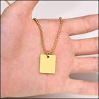 Gold-Tone Stainless Steel Rectangular Pendant Necklace