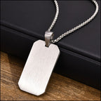Men's Brushed Stainless Steel Dog Tag Pendant Necklace