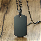 Sleek Matte Black Metal Dog Tag Necklace