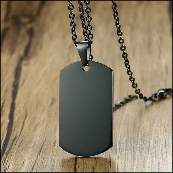 Sleek Matte Black Metal Dog Tag Necklace