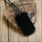Sleek Matte Black Metal Dog Tag Necklace