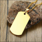 Smooth Gold Tone Dog Tag Pendant Necklace