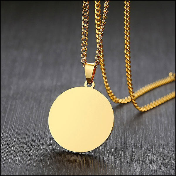 Minimalist Gold Round Disc Pendant Necklace