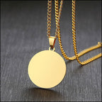 Minimalist Gold Round Disc Pendant Necklace