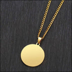 Minimalist Gold Round Disc Pendant Necklace