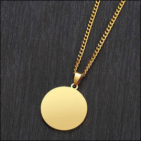 Minimalist Gold Round Disc Pendant Necklace